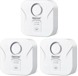 Geevon 3 Pack Water Leak Detectors for Home, 100dB Loud Water Sensor Alarm Leak Detectors with Drip Alert for Kitchen, Basements, Laundry Rooms, IP56 Waterproof(Battery Included)