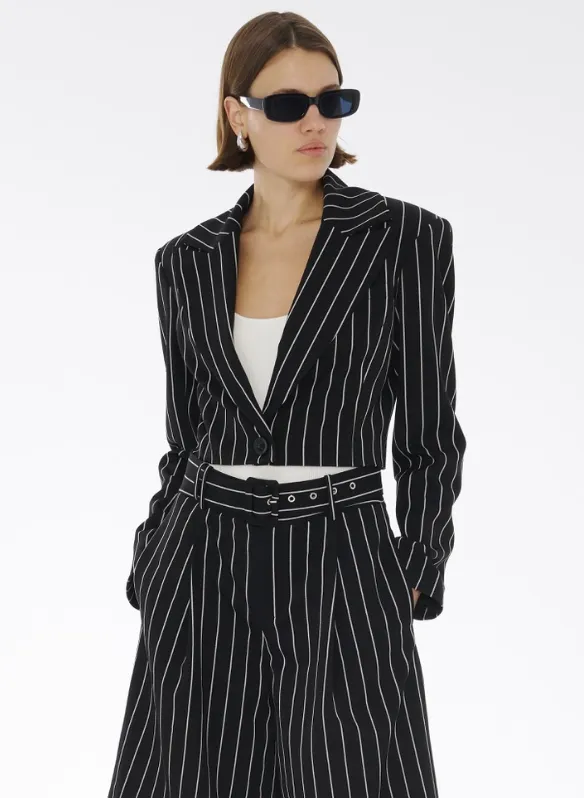 Georgia Pinstripe Vest Top in Jet/Optic