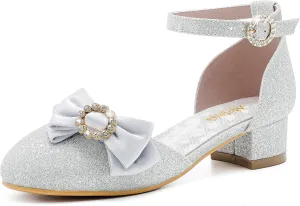 Girls Dress Shoes Princess Closed Toe Chunky Kids High Heels Girls Pump Ankle Strap Wedding Party Girls Shoes