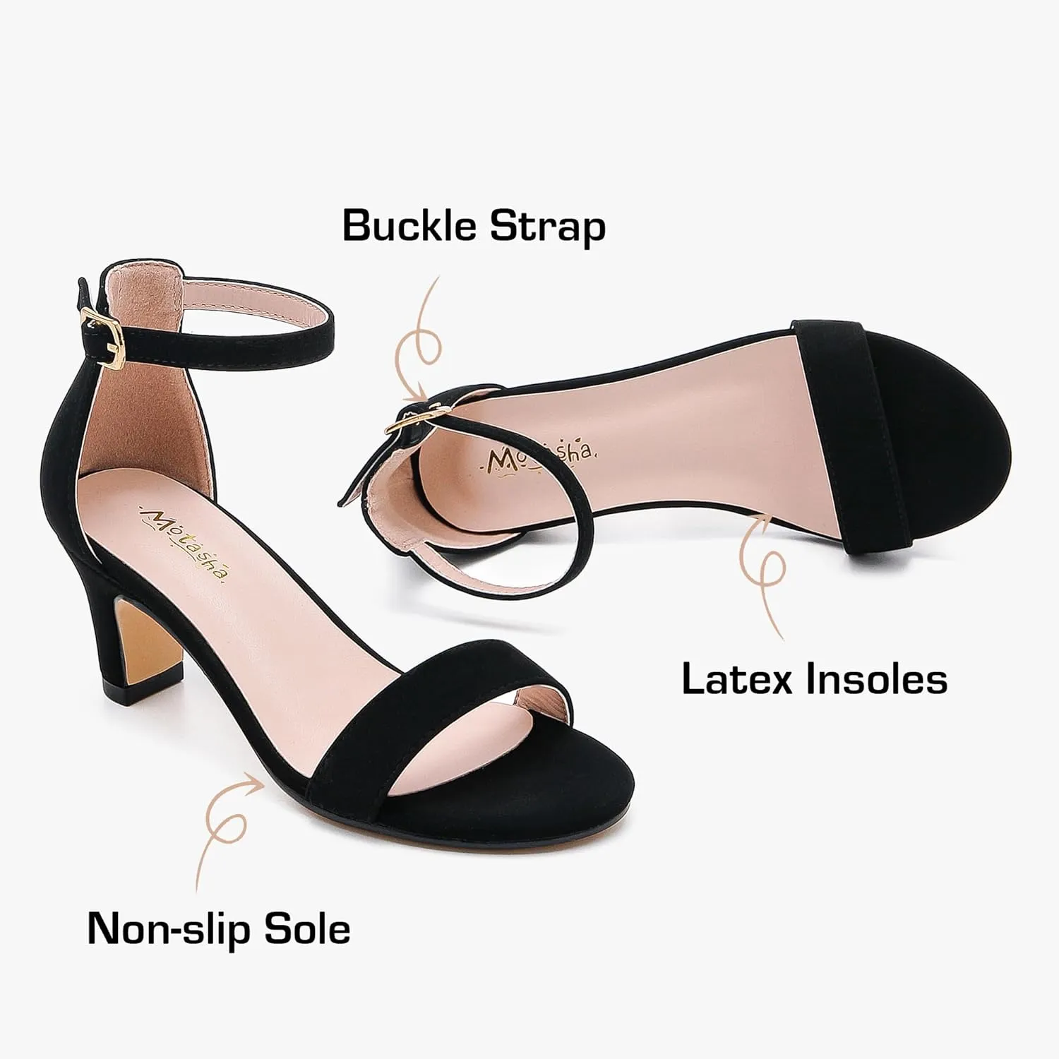 Girls Heel Sandals Open Toe Ankle Strap Flower Girl Dress Pump Sandals Wedding Party for Little Big Kid