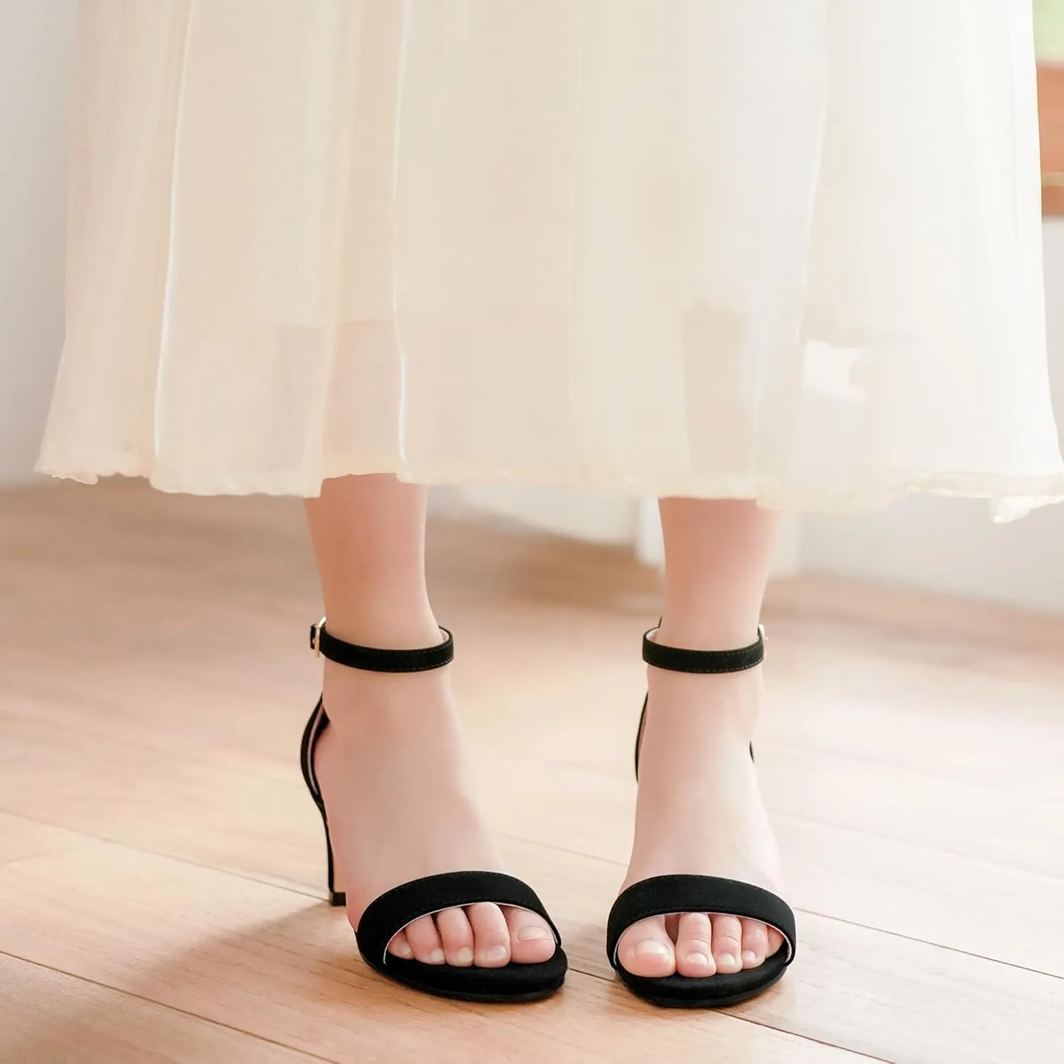 Girls Heel Sandals Open Toe Ankle Strap Flower Girl Dress Pump Sandals Wedding Party for Little Big Kid