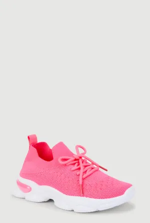 Girls Textured Knit Slip On Platform Sneakers