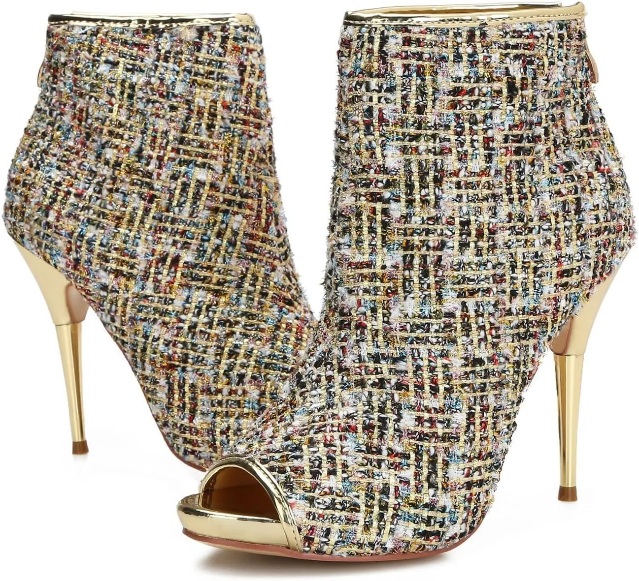 Hanfike Fashion Sandal Boots for Women Stiletto Open Toe Dressy Ankle Booties Shoes