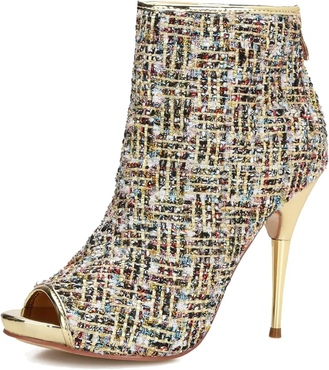 Hanfike Fashion Sandal Boots for Women Stiletto Open Toe Dressy Ankle Booties Shoes
