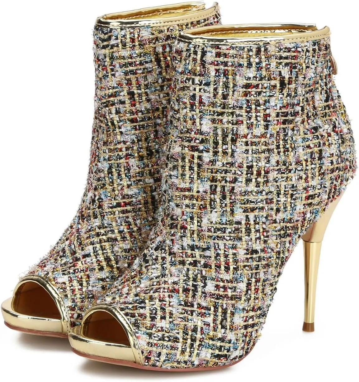 Hanfike Fashion Sandal Boots for Women Stiletto Open Toe Dressy Ankle Booties Shoes