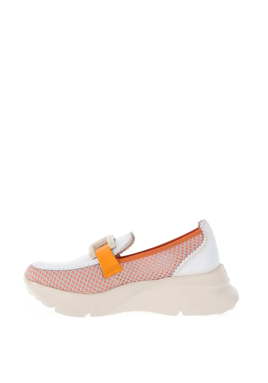 Hispanitas Hawaii Leather Platform Loafer, Mandarin & White