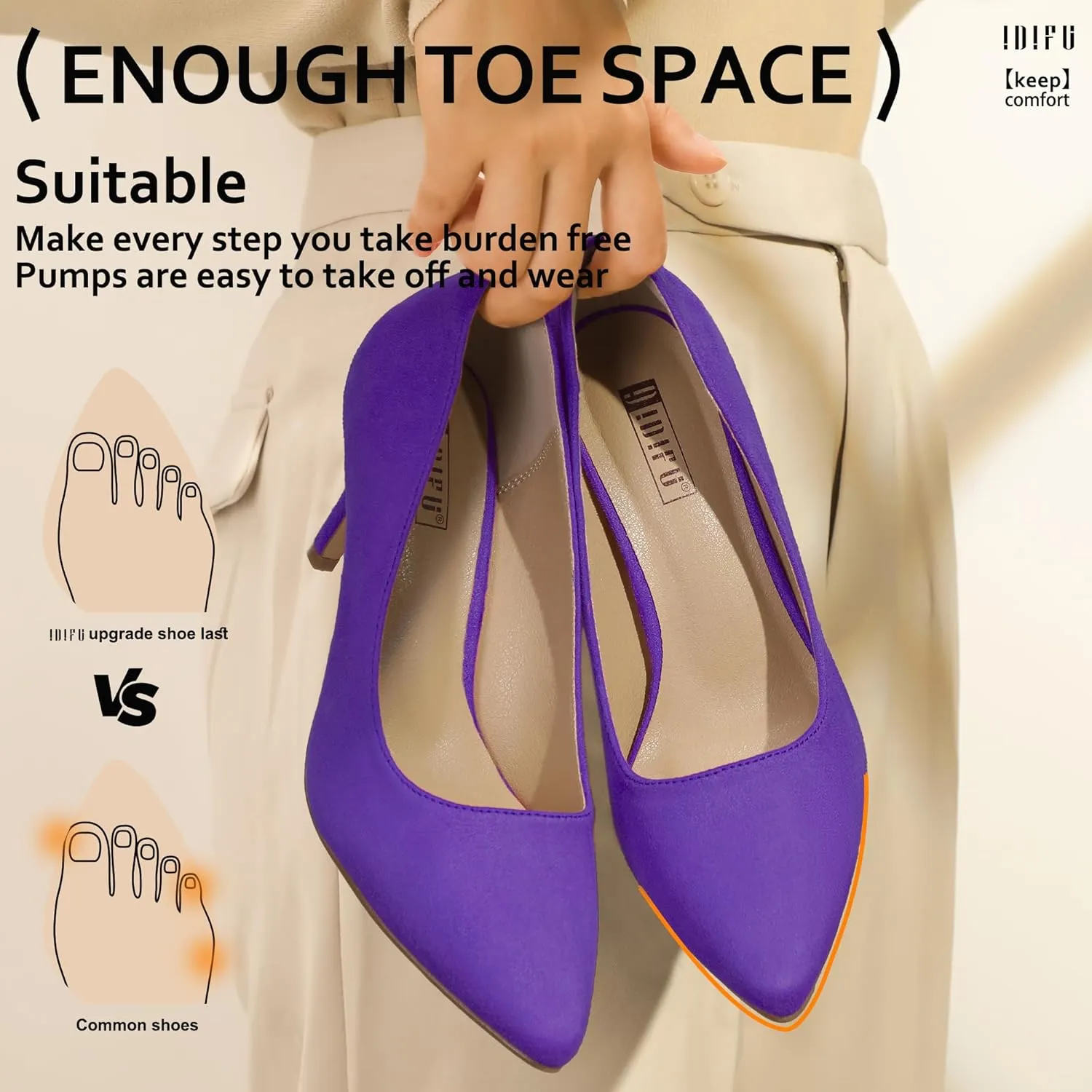 IDIFU IN3 High Heels Pumps Closed Toe Heels Women's Pumps Stiletto Pointed Toe Dress Shoes Wedding Prom Bridal Work Office Bride Bridesmaid Guest Trendy Dressy Fashion Comfortable Classic Pumps Shoes