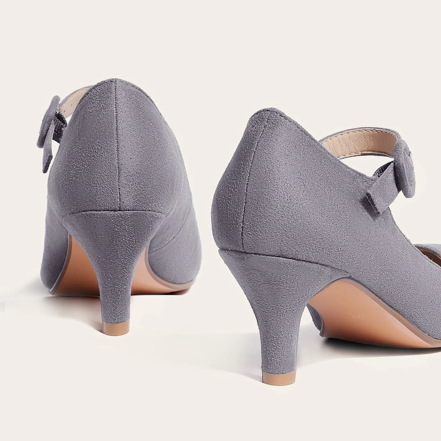 IDIFU Women's Jessy Dress Mary Jane Shoes Low Kitten Heels Closed Round Toe Office Work Wedding Pumps