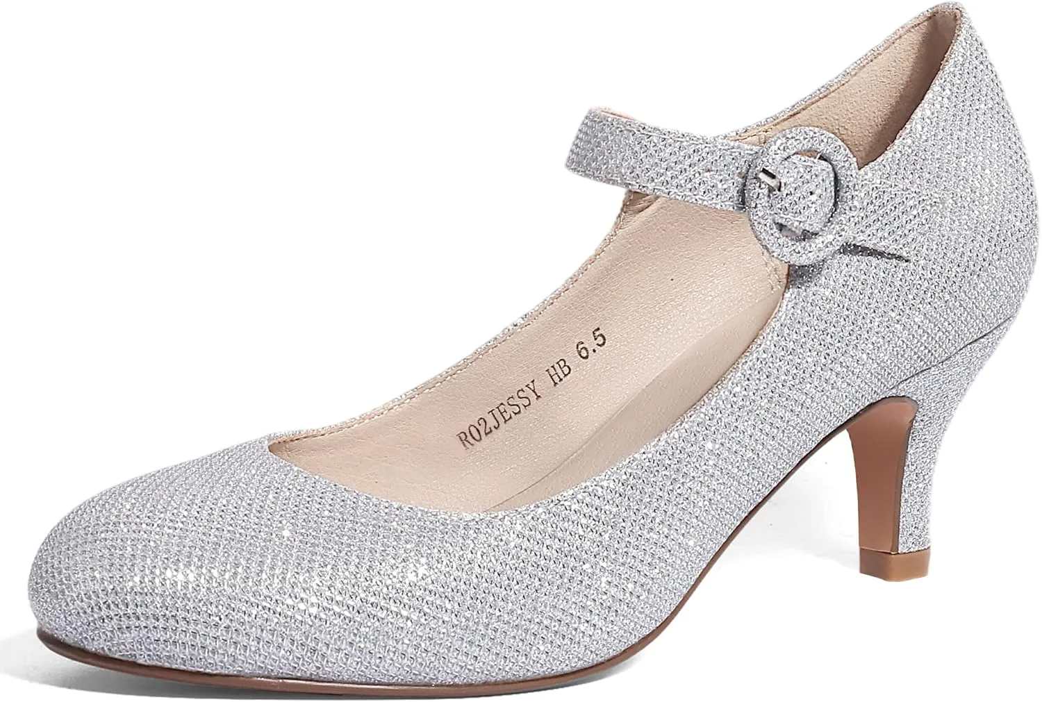 IDIFU Women's Jessy Dress Mary Jane Shoes Low Kitten Heels Closed Round Toe Office Work Wedding Pumps
