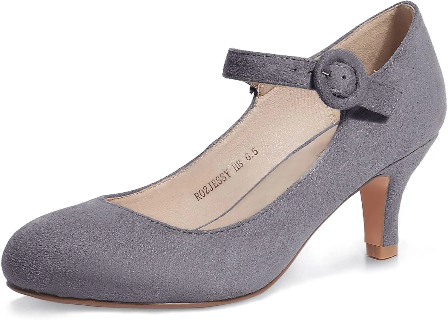 IDIFU Women's Jessy Dress Mary Jane Shoes Low Kitten Heels Closed Round Toe Office Work Wedding Pumps