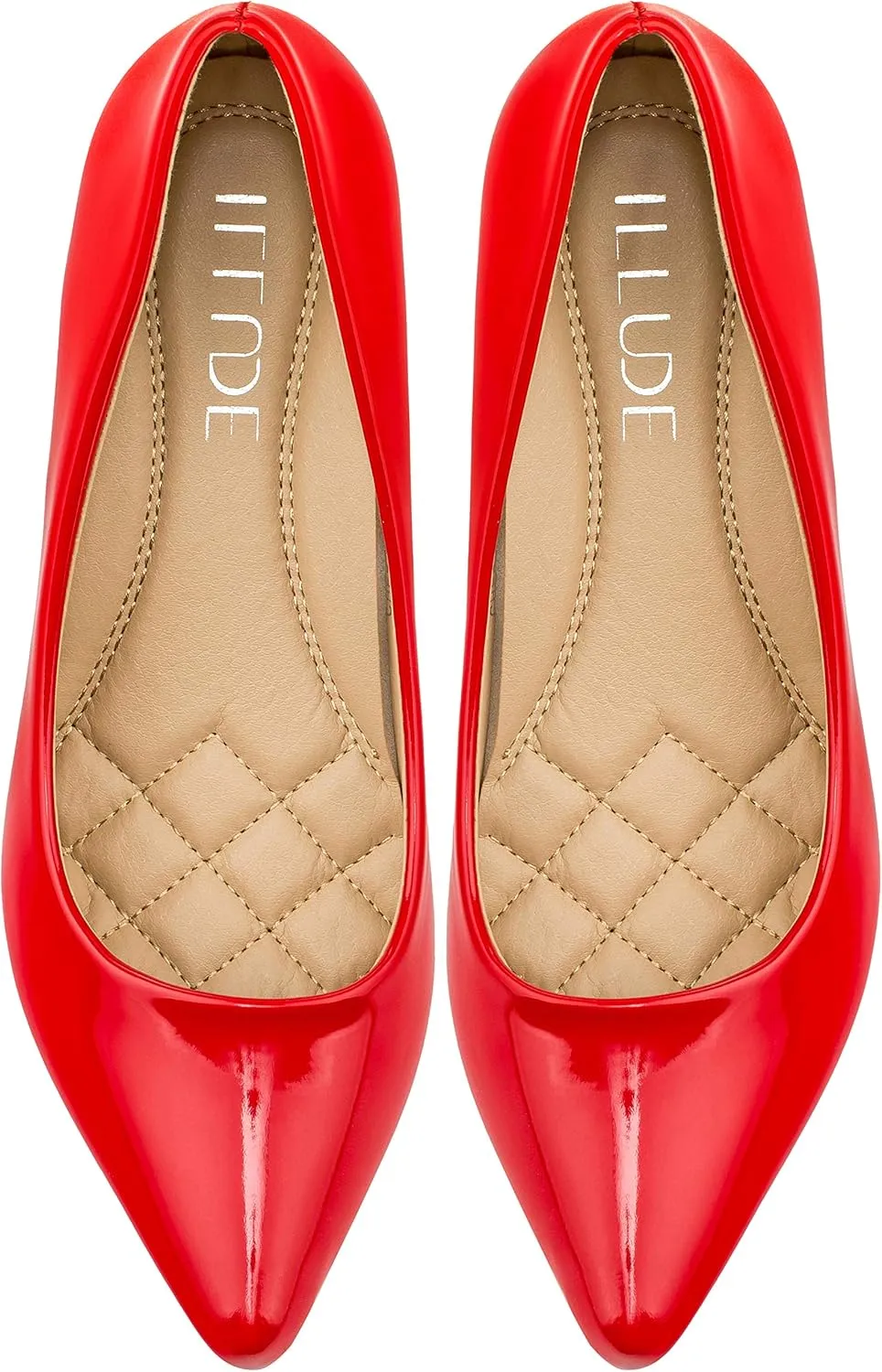 ILLUDE Classic Pointed Toe Pumps – Comfortable Low Stiletto Heel Pump Shoes – Cherry