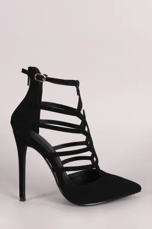 Industrial-grade Pointy Laser Pump Toe Nubuck Personalized service Stiletto Cutout
