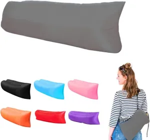 Inflatable Couch Air Sofa Hammock Portable, Waterproof Anti Air Leaking Design Camping Chair for Traveling Beach Picnics & Music Festivals Camping (Grey)