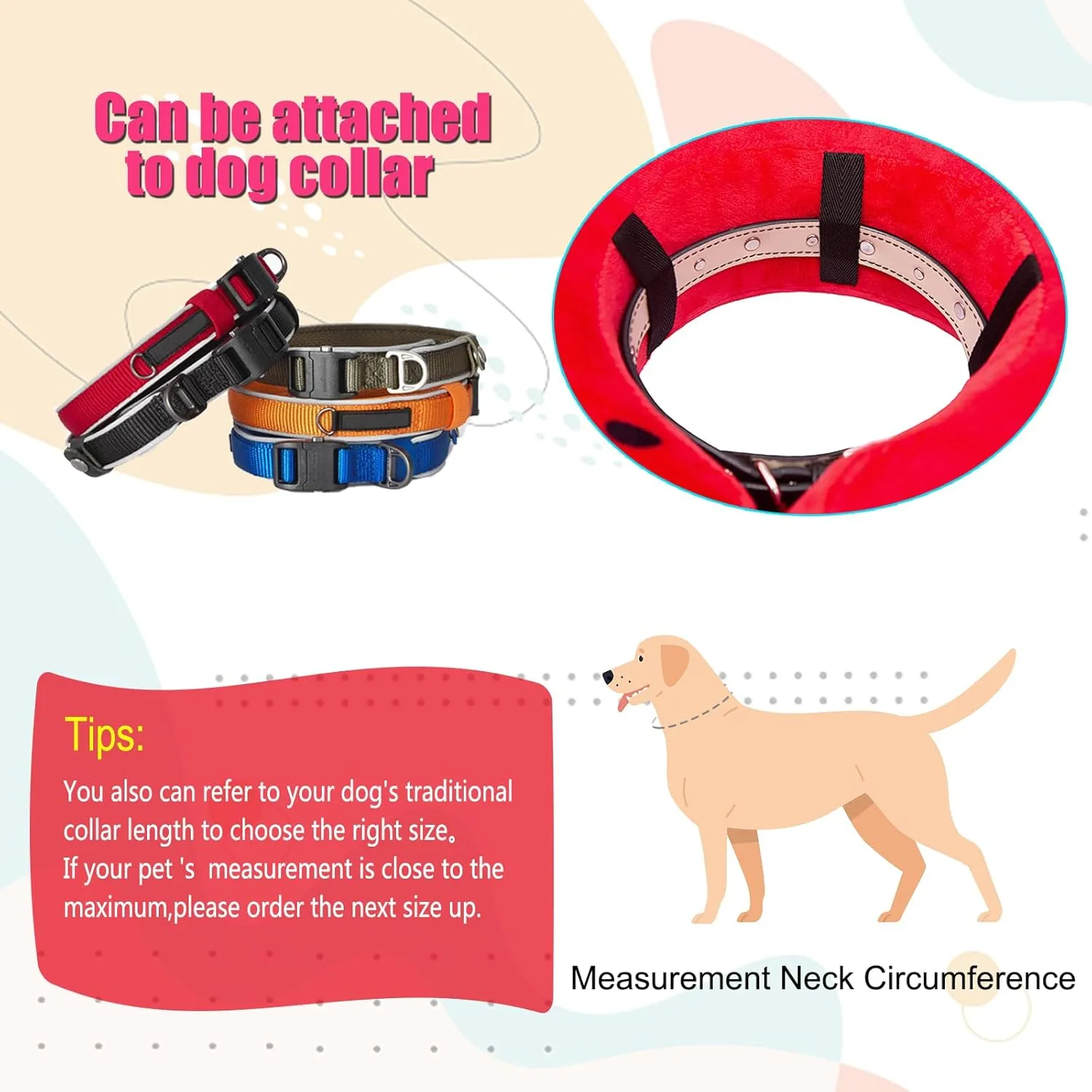Inflatable Dog Cone Collar with Enhanced Anti-Licking, Soft Neck Donut for Dogs Cats, Recovery Pet Cone Collar After Surgery for Large Medium Small Dogs… (Watermelon, Large)