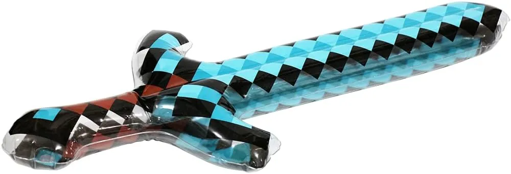 Inflatable Toys Weapon Crafting Pixel Diamond Swords Fun Pirate Party Favors Cheering Prop, 6 Pack Blow Up Swords Knives Weapons For Halloween Carnival Cosplay Birthday Video Games Swimming Pool Beach