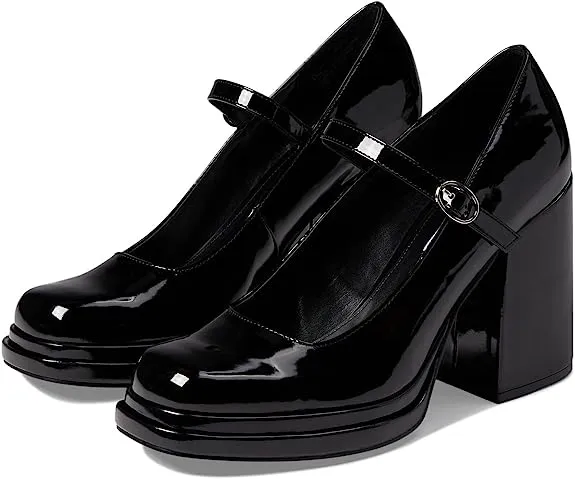 Jane Heel Block Patent Toe Olivvia Slip Handcrafted Madden Steve Classic Pumps On Black Mary Squared