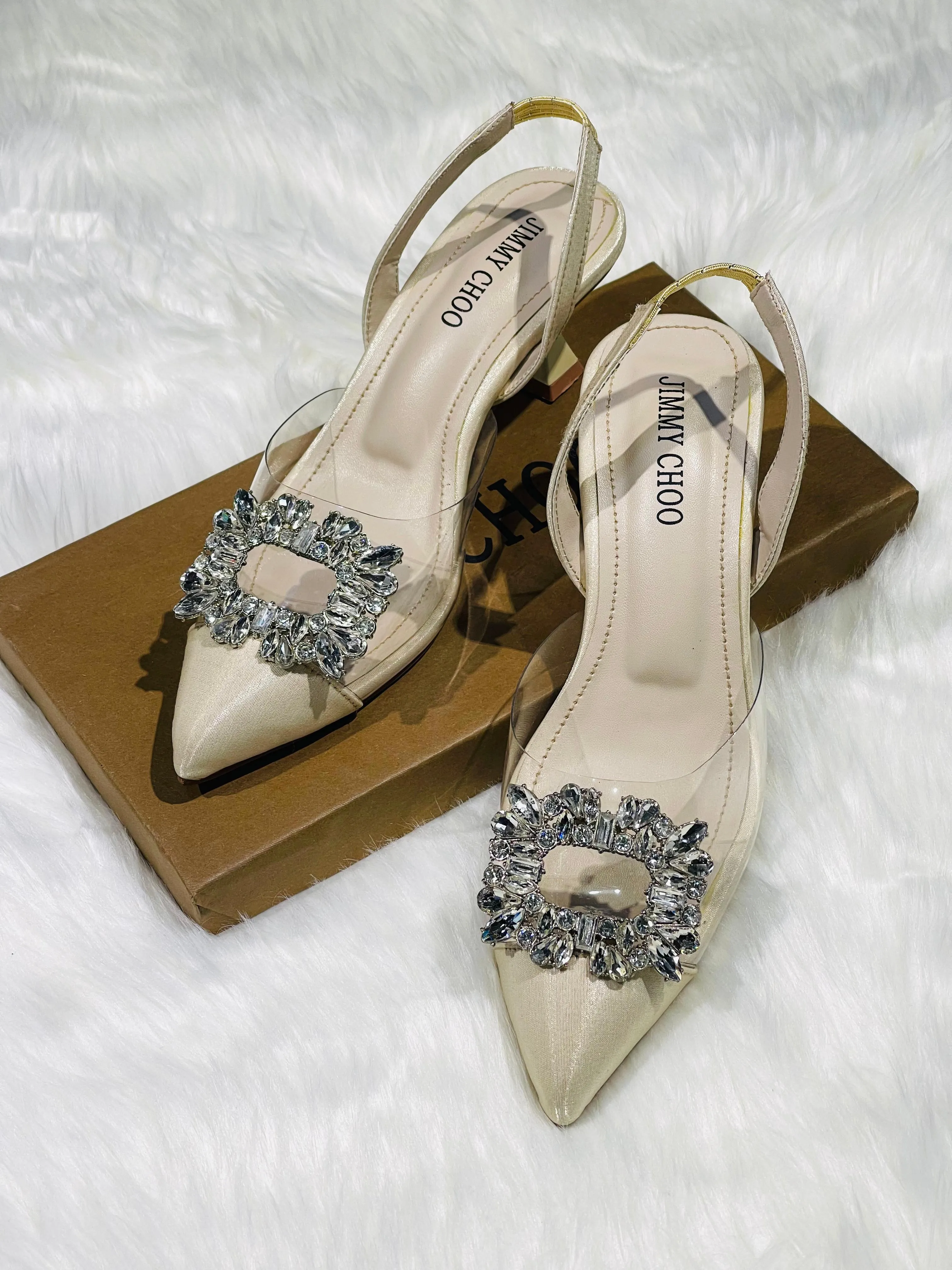 JIMMY CHOO Embellished Buckle Slingback Pump Heels
