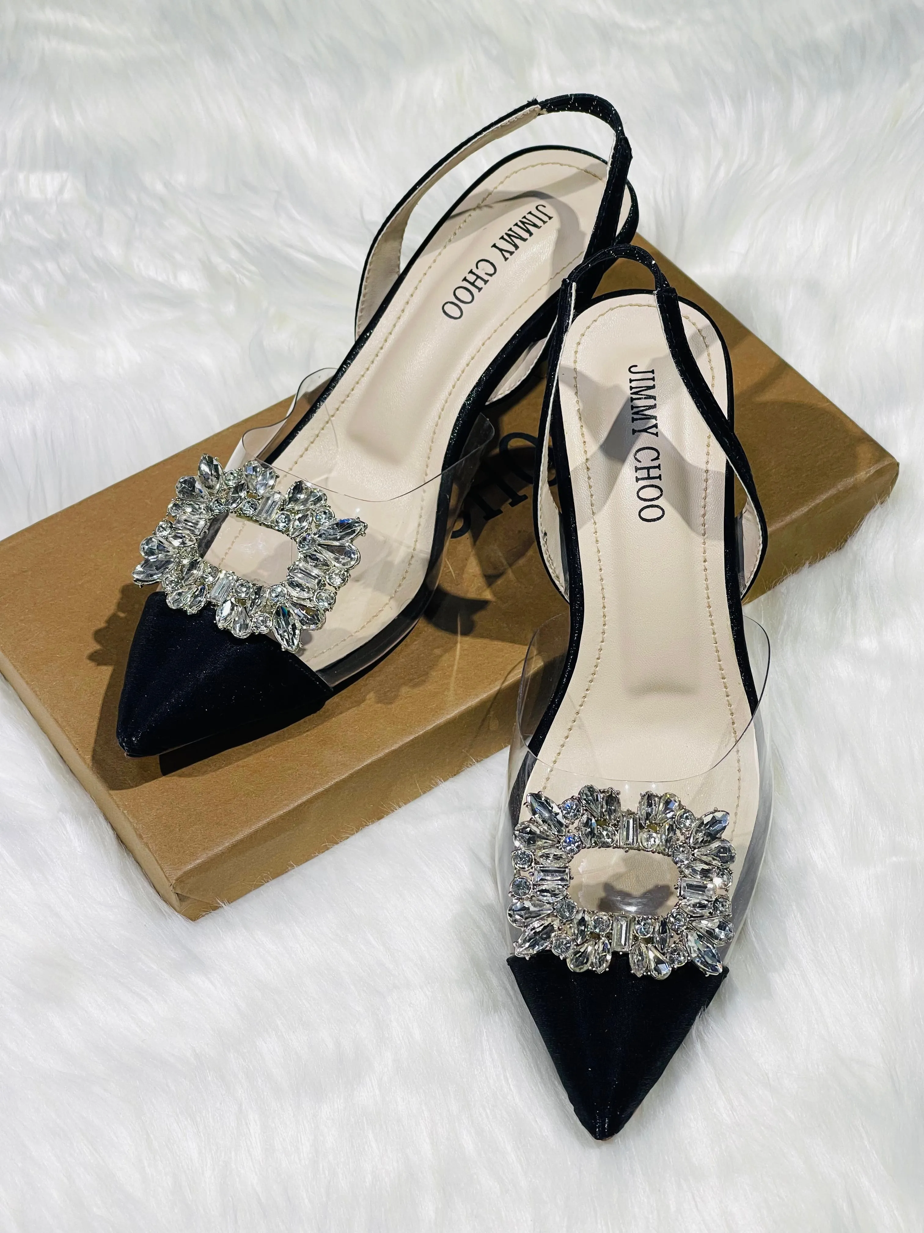 JIMMY CHOO Embellished Buckle Slingback Pump Heels