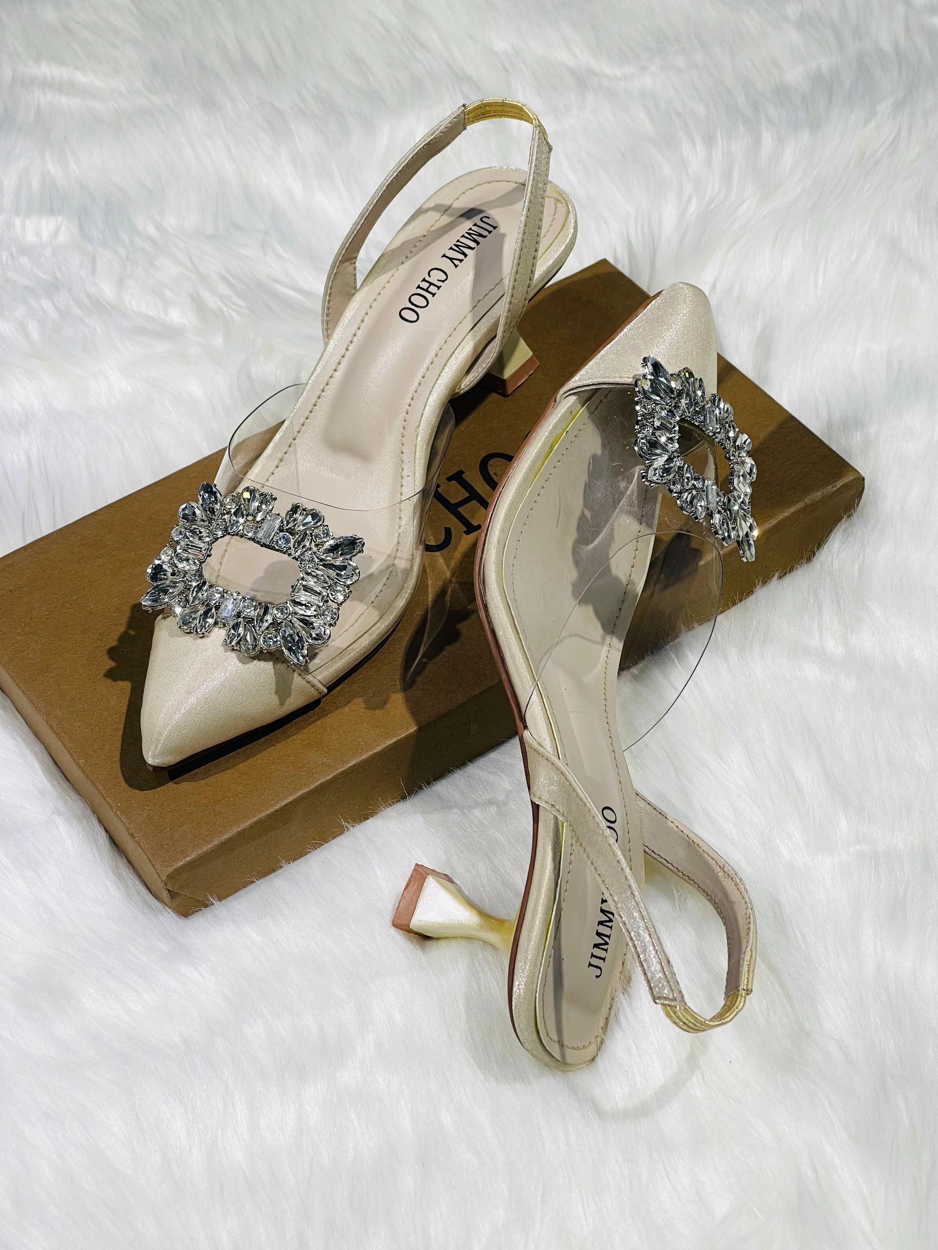 JIMMY CHOO Embellished Buckle Slingback Pump Heels