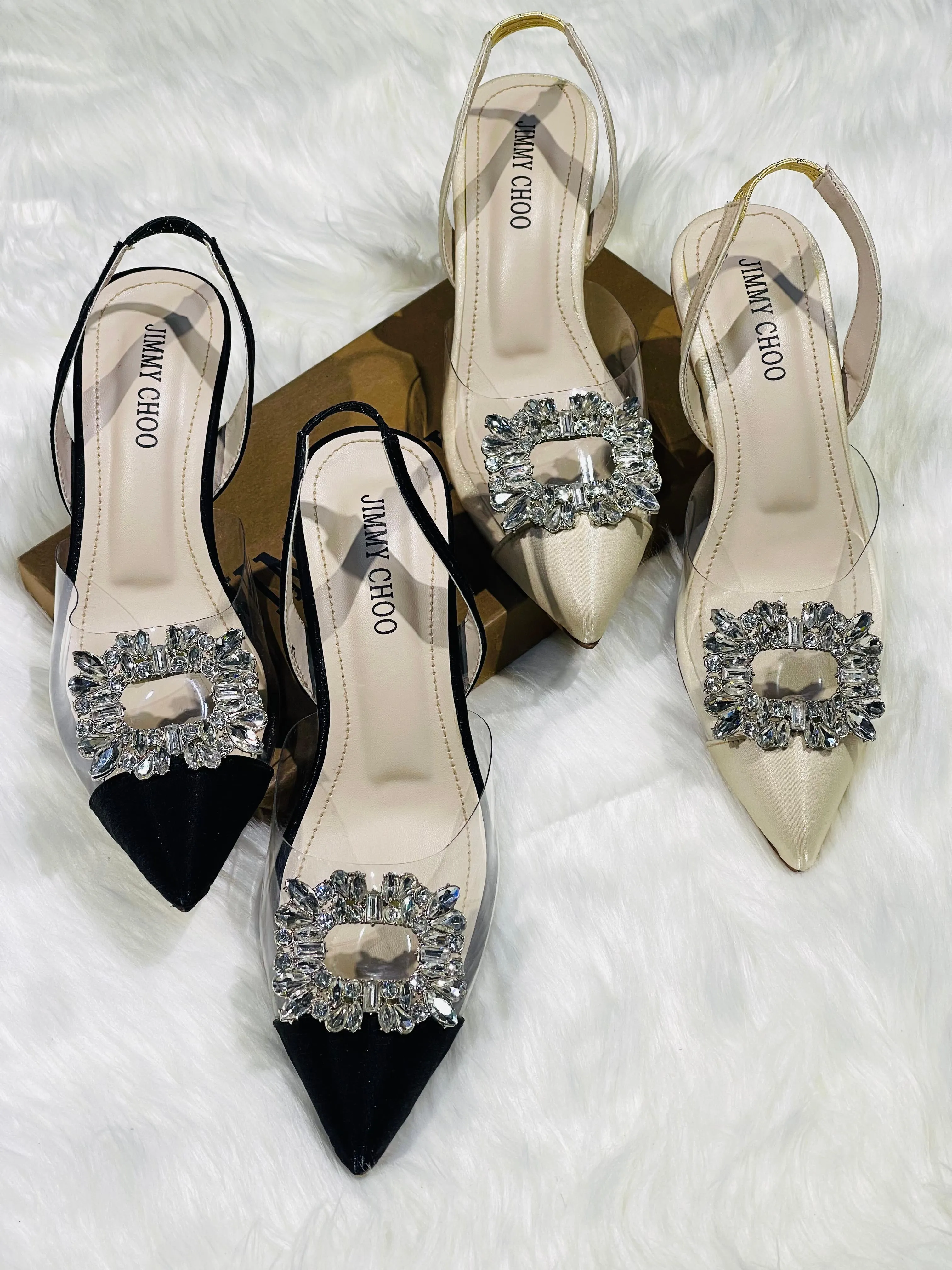 JIMMY CHOO Embellished Buckle Slingback Pump Heels