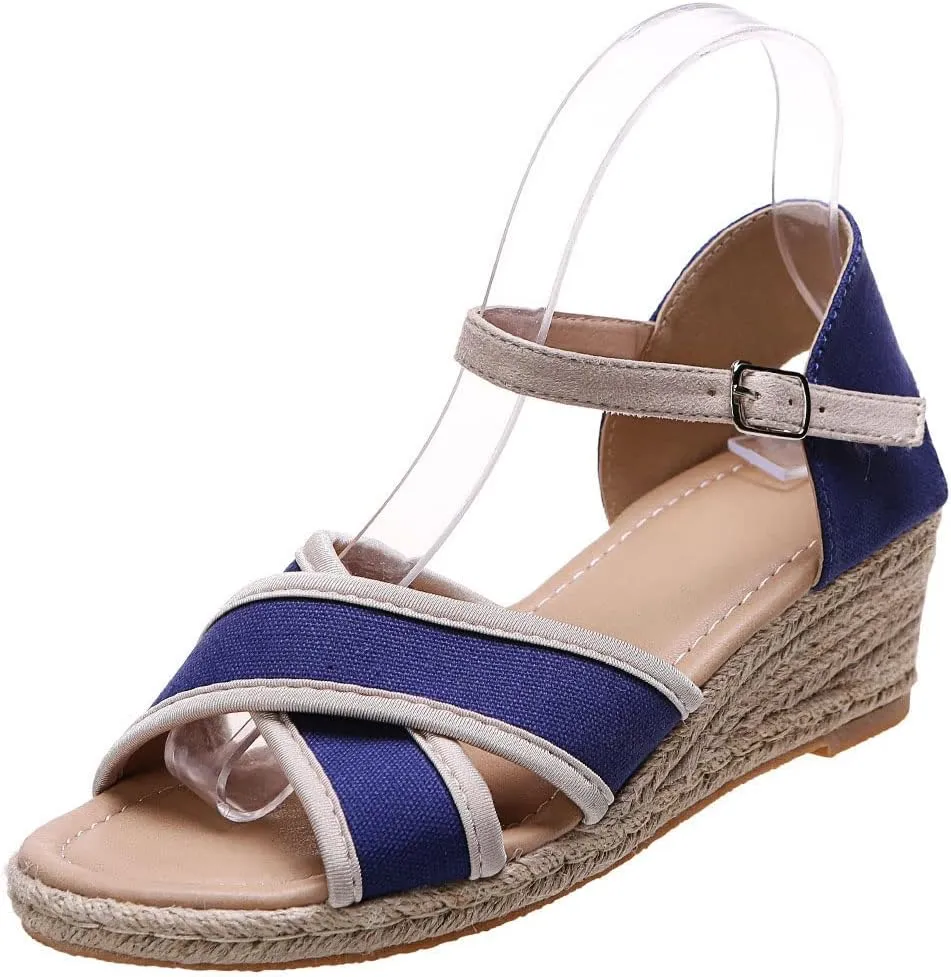 JITUUE Wedge Sandals For Women Summer Platform Shoes For Women Slip Canvas Hemp Rope Bottom Women'S Espadrilles