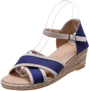JITUUE Wedge Sandals For Women Summer Platform Shoes For Women Slip Canvas Hemp Rope Bottom Women'S Espadrilles