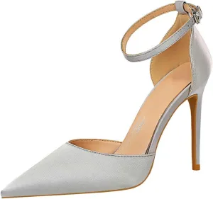 JOEupin Womens High Heels Point Toe D'Orsay Pumps Shoes Ankle Strap Heeled Sandals Stilettos Wedding Shoes