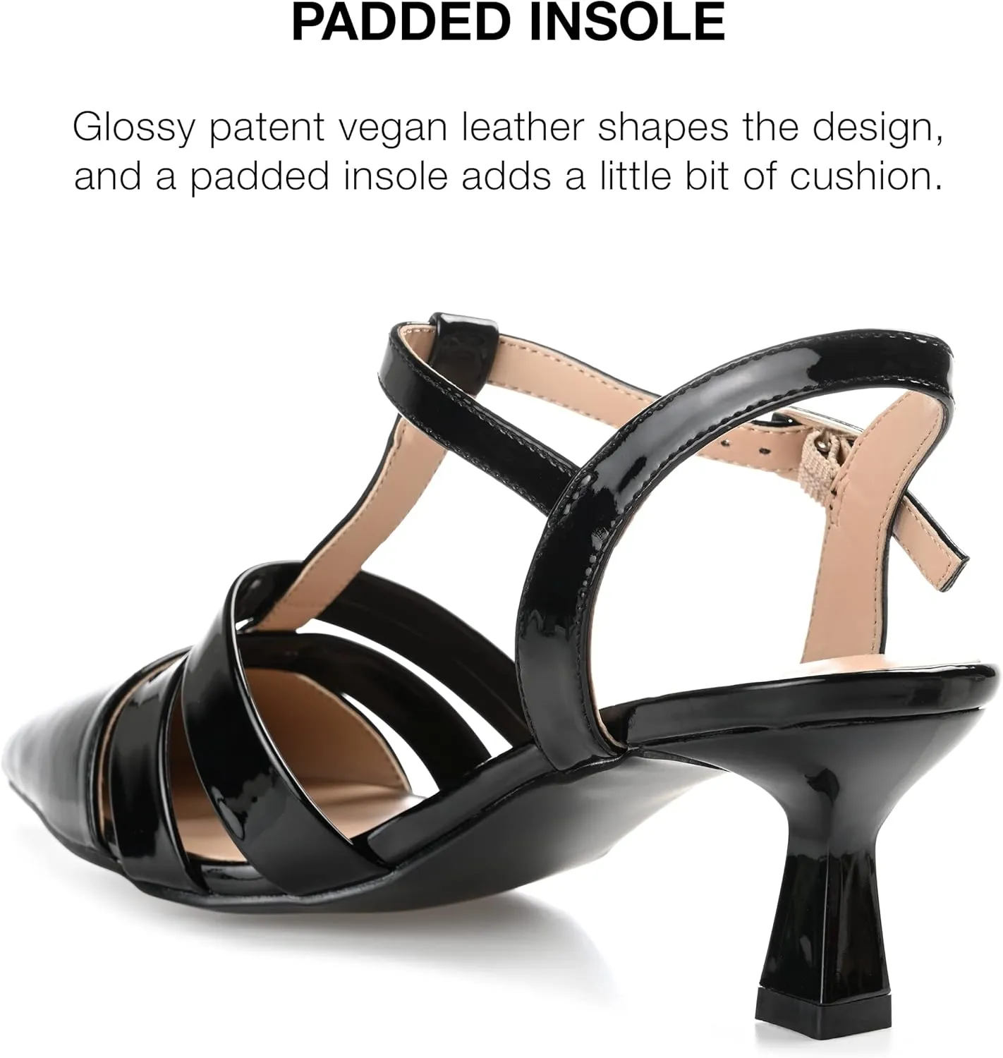 Journee Pointed Toe Kitten Heel Strappy Buckle Ankle Strap Pump for Women - Jazlynn Slingback Fashion Shoe
