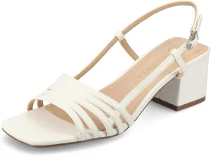 Journee Womens Strappy Buckle Sling Back Covered Block Heel Open Square Toe Shayana Comfort Foam Sandals