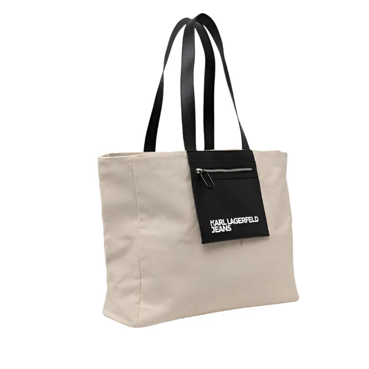 KARL LAGERFELD JEANS BEIGE TOTE MESH BAG
