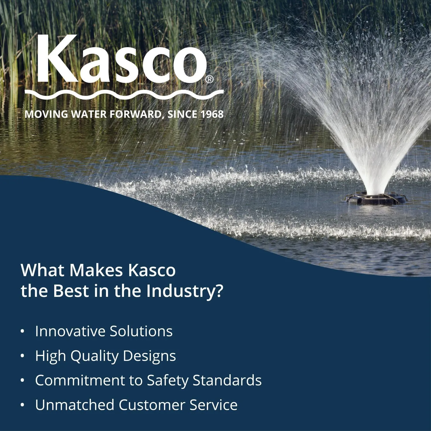 Kasco VFX Series Aerating Pond Fountain - 1/2 Horse Power 120V Single Phase with 100 ft Electric Power Cord | Pond Aerator Pump for Ponds & Lakes | Efficient Pond Aeration Systems