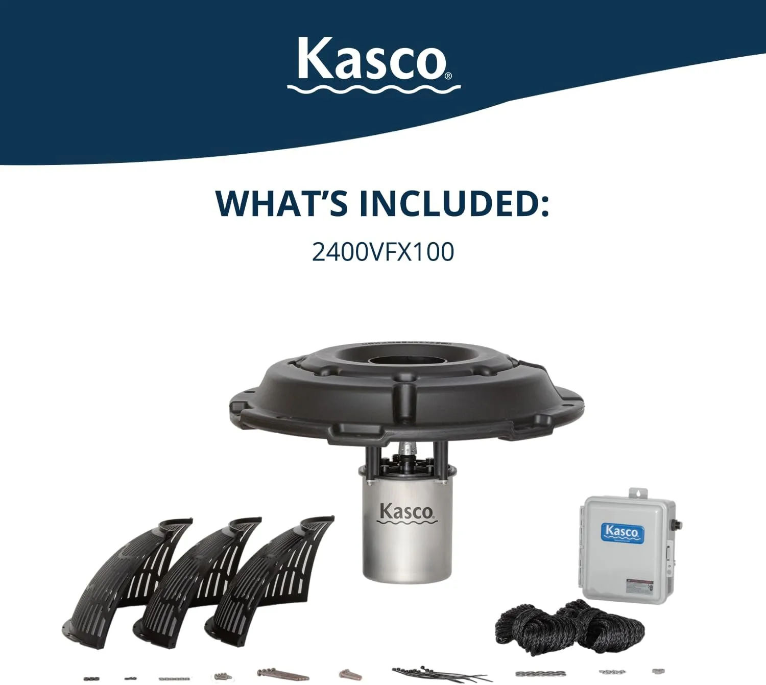 Kasco VFX Series Aerating Pond Fountain - 1/2 Horse Power 120V Single Phase with 100 ft Electric Power Cord | Pond Aerator Pump for Ponds & Lakes | Efficient Pond Aeration Systems