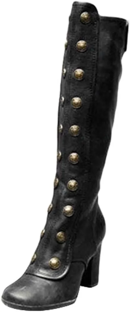 Knee High Boots Women High Heel Winter Boots for Women Fall Fashion Rivet Boots Retro Thigh High Boots High Heel Boot