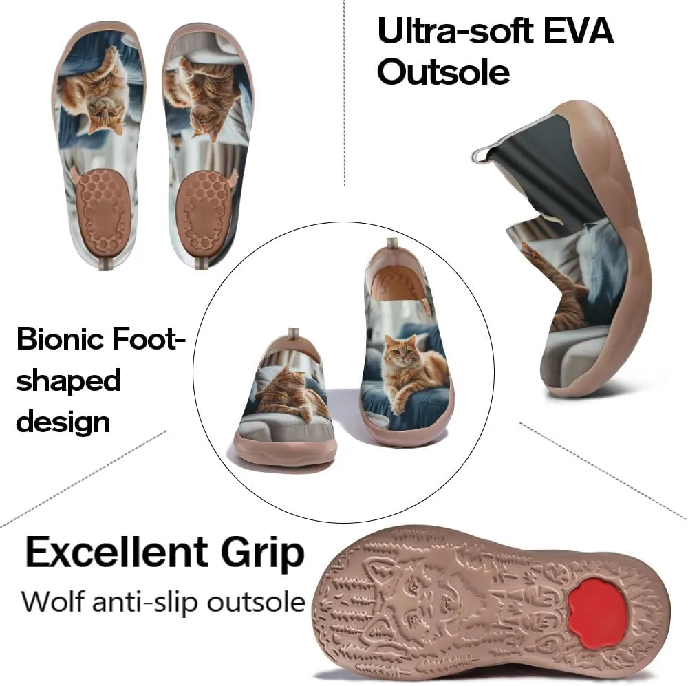 Knit Casual Flats Shoes for Women Art Painted Slip On Loafers Lightweight Travel Sneaker