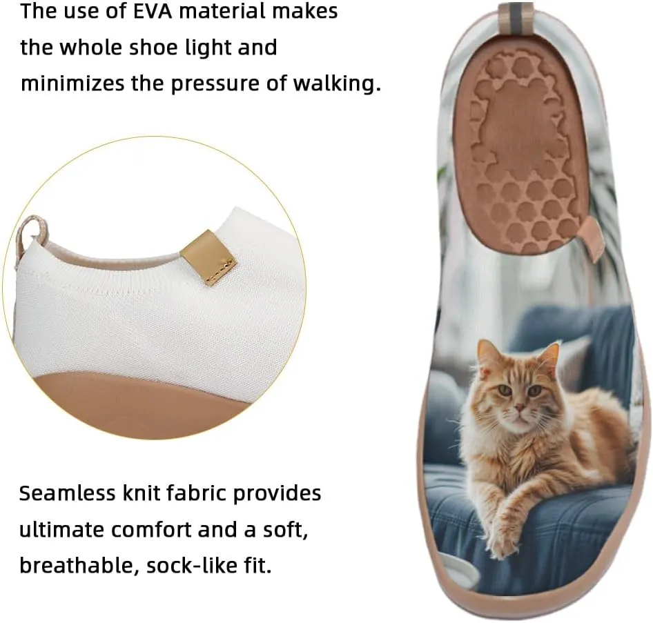 Knit Casual Flats Shoes for Women Art Painted Slip On Loafers Lightweight Travel Sneaker