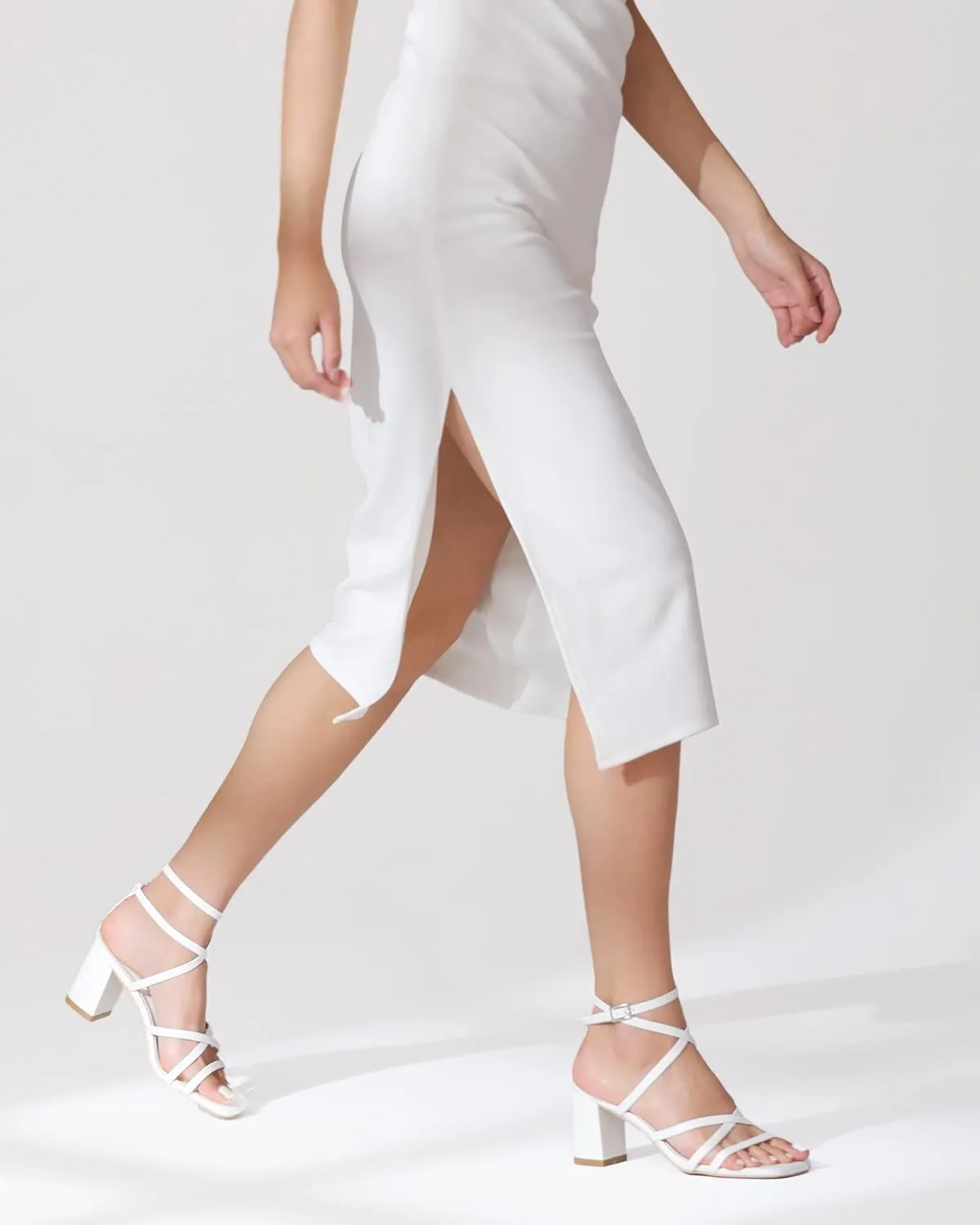 LACUONE Strappy Heels for women Square Toe Chunky Block Heels Ankle Buckle Pump Heeled Sandals