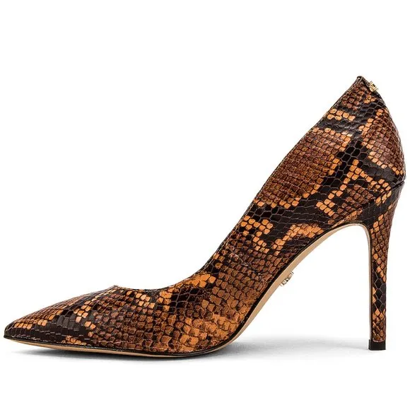 Leather Stiletto Slip On Heel Delivery guarantee Pointy Orange Dusty Sam Pumps Edelman Hazel Long-lasting Wide
