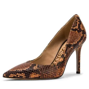 Leather Stiletto Slip On Heel Delivery guarantee Pointy Orange Dusty Sam Pumps Edelman Hazel Long-lasting Wide