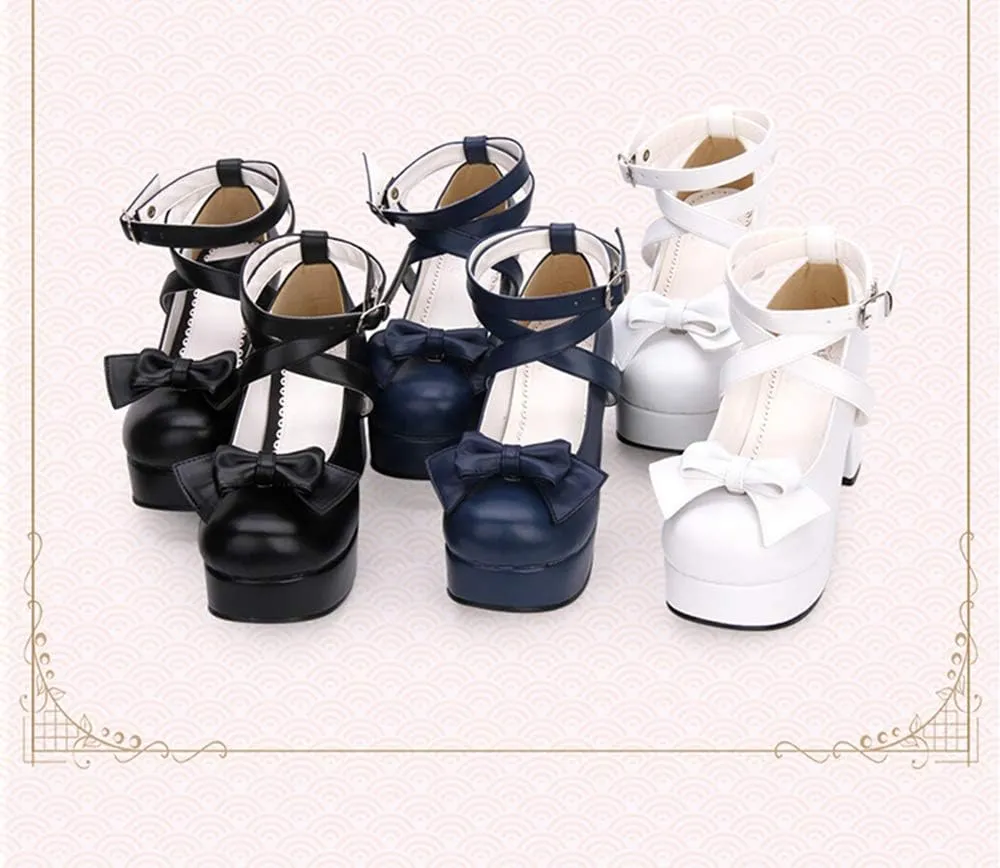 Lolita Cosplay Women's Ankle Strap Platform Pump Party Dress High Heel 8CM