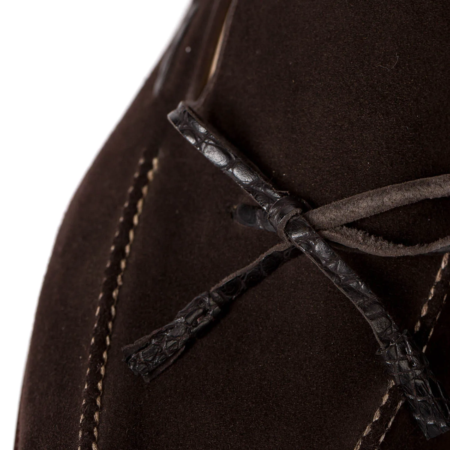 Loop-Loafer "Croc-Tassel" made of Brown Suede - purely handmade