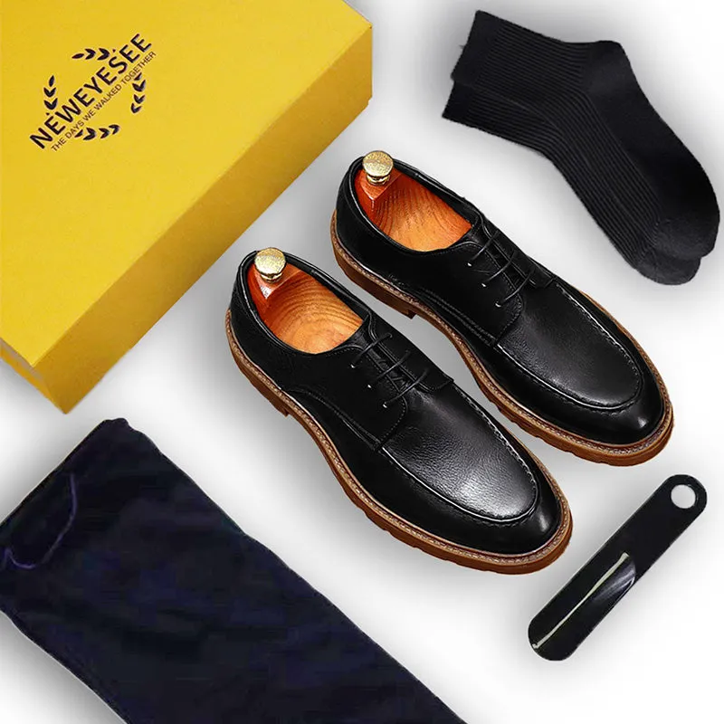 Men's Derby Shoes - Polished Leather & Slip-Resistant Sole