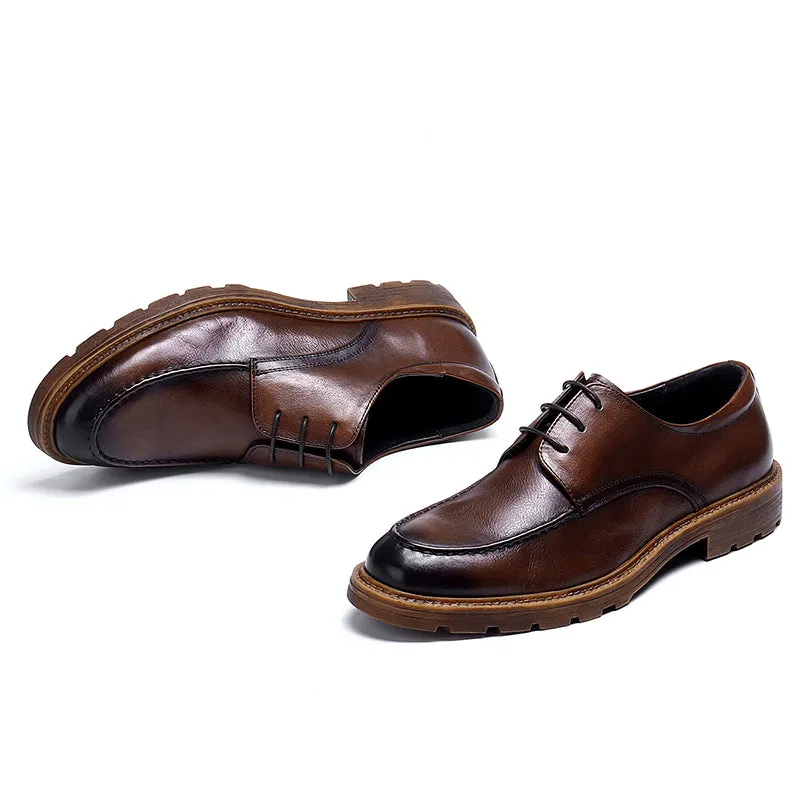 Men's Derby Shoes - Polished Leather & Slip-Resistant Sole