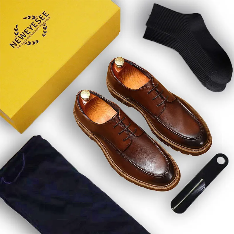 Men's Derby Shoes - Polished Leather & Slip-Resistant Sole
