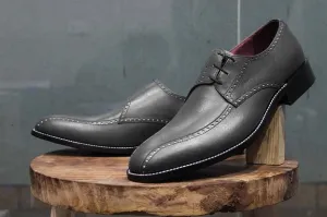 Men's Gray Leather Derby Dress Shoes