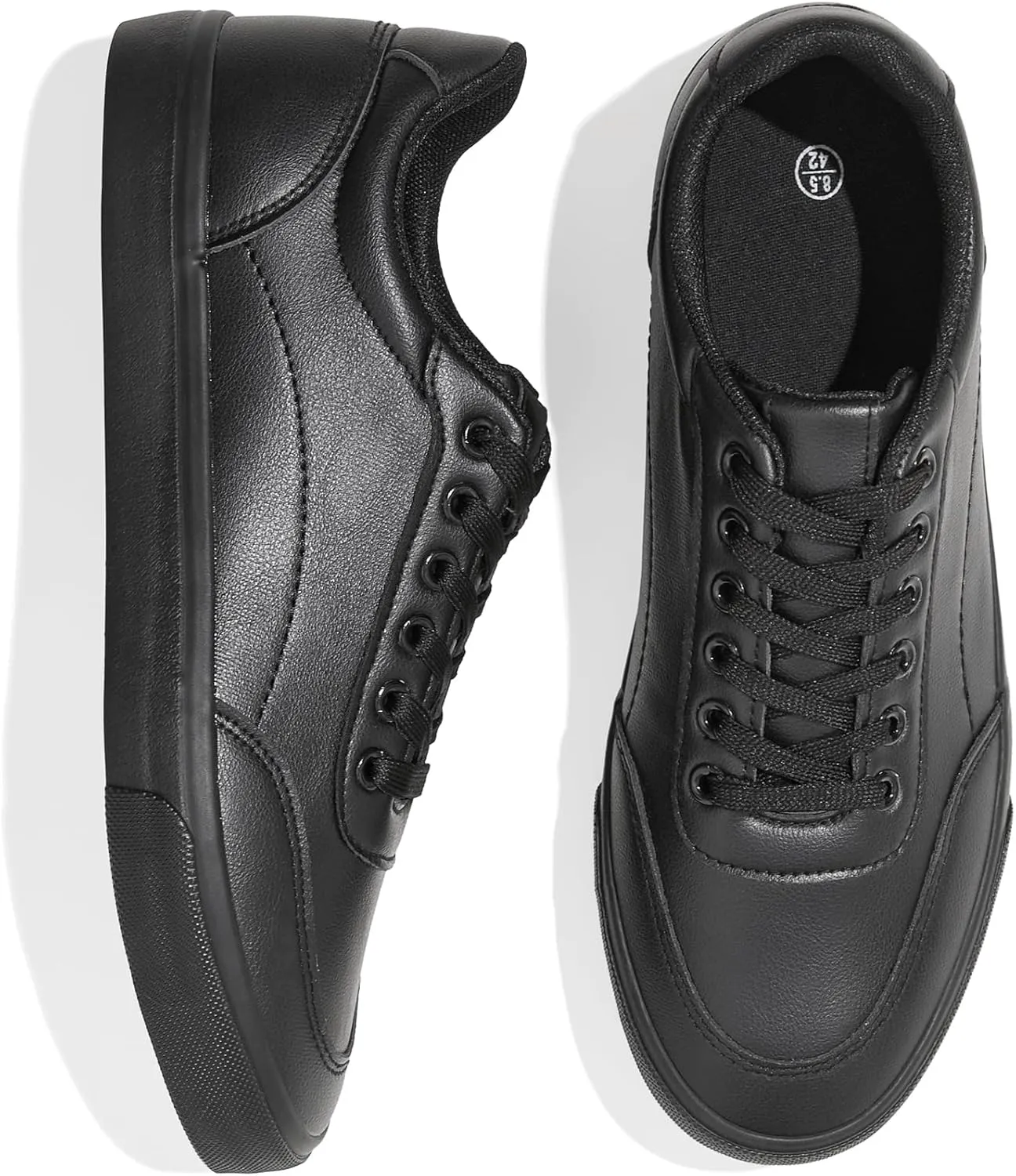 Men's White Low Top Sneaker Classic Casual Sneakers for Men Comfortable PU Leather Tennis Shoes