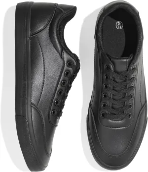 Men's White Low Top Sneaker Classic Casual Sneakers for Men Comfortable PU Leather Tennis Shoes