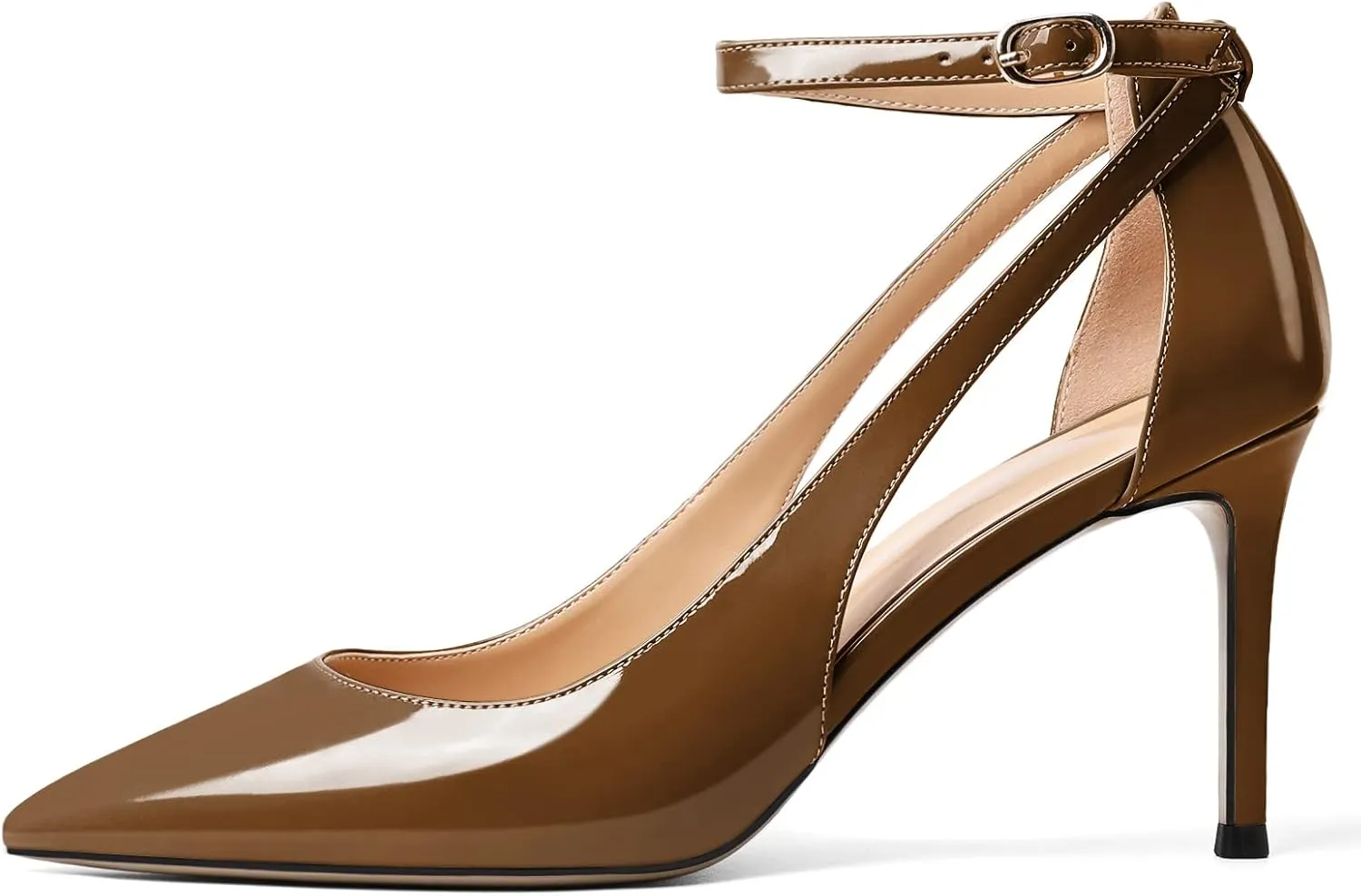 Mettesally Womens High Heels Pointed Toe Ankle Strap Pumps Closed Toe Stiletto Heels Slip On Wedding Party Pump Shoes