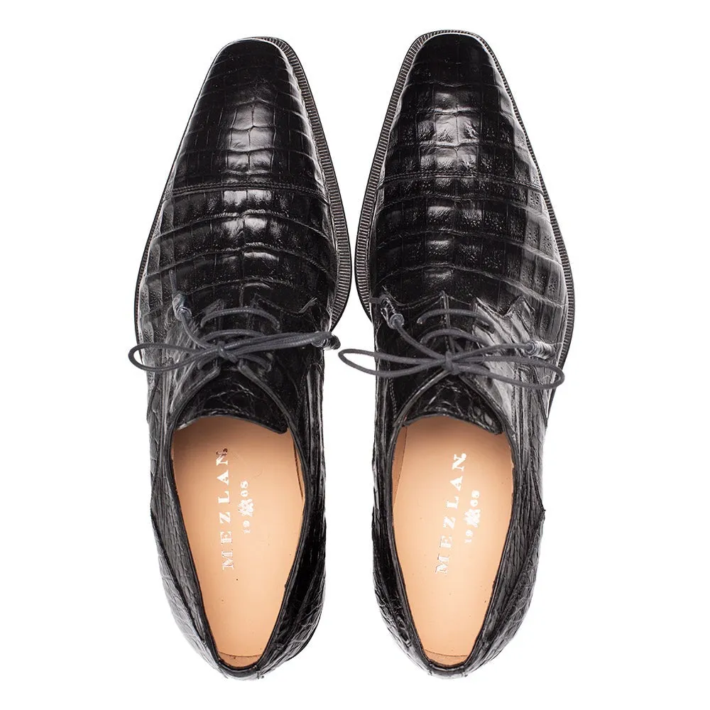 Mezlan Giovane 50032-F Men's Shoes Black Exotic Crocodile Derby (MZ3717)