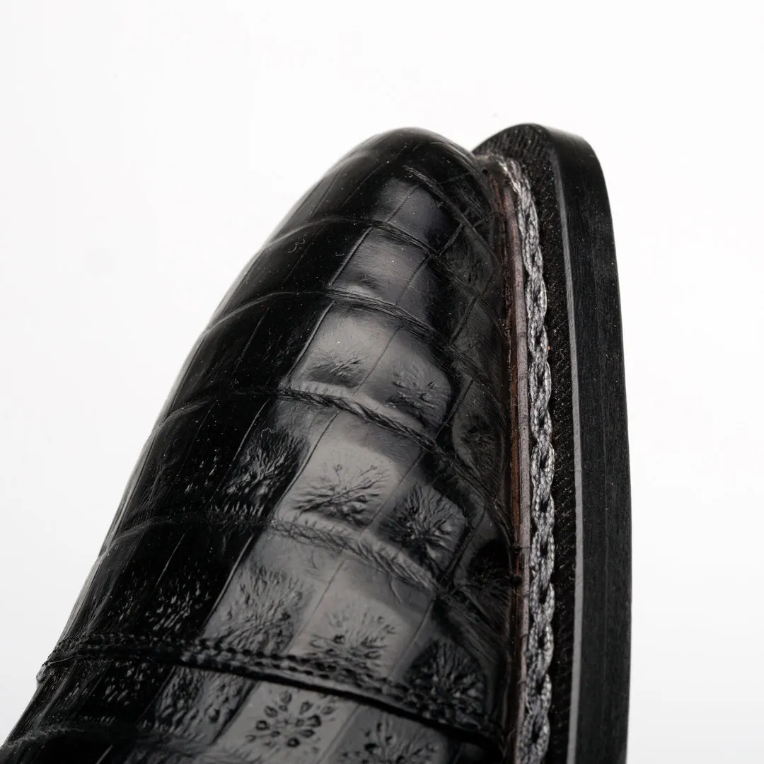 Mezlan Giovane 50032-F Men's Shoes Black Exotic Crocodile Derby (MZ3717)