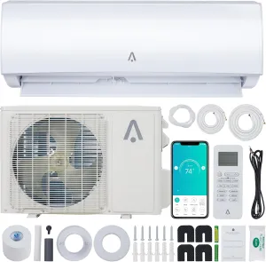 Mini Split Ac/Heating System,19 SEER2 12000 BTU Mini Split AC, Inverter Ductless Air Conditioner w/Wifi,Remote Contro& Pre-Charged,230V Mini Splits Heating and Cooling up to 450 Sq. Ft